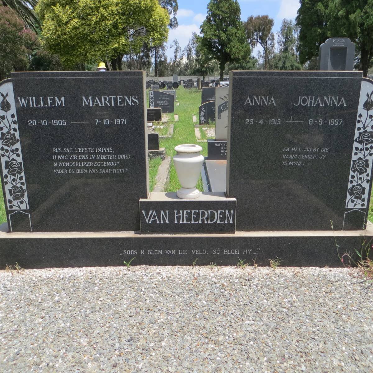 HEERDEN Willem Martens, van 1905-1971 &amp; Anna Johanna 1913-1997