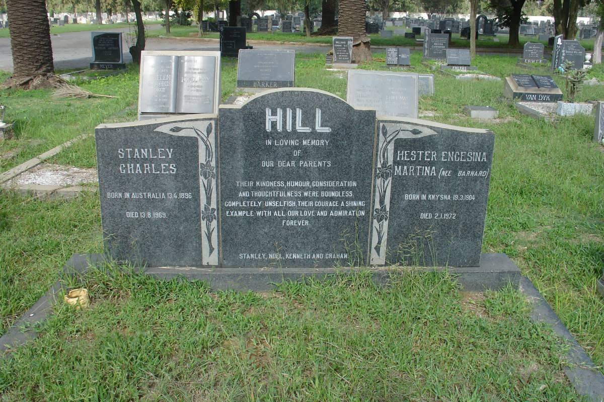 HILL Stanley Charles 1896-1969 &amp; Hester Engesina Martina BARNARD 1904-1977