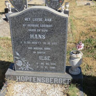 HOPFENSBERGER Hans 1926-1003 &amp; Ilse 1928-2005