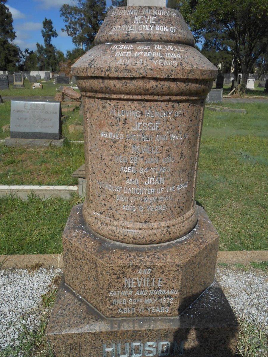 HUDSON Neville -1972 &amp; Jessie -1939 :: HUDSON Nevie -1934 :: HUDSON Joan -1940