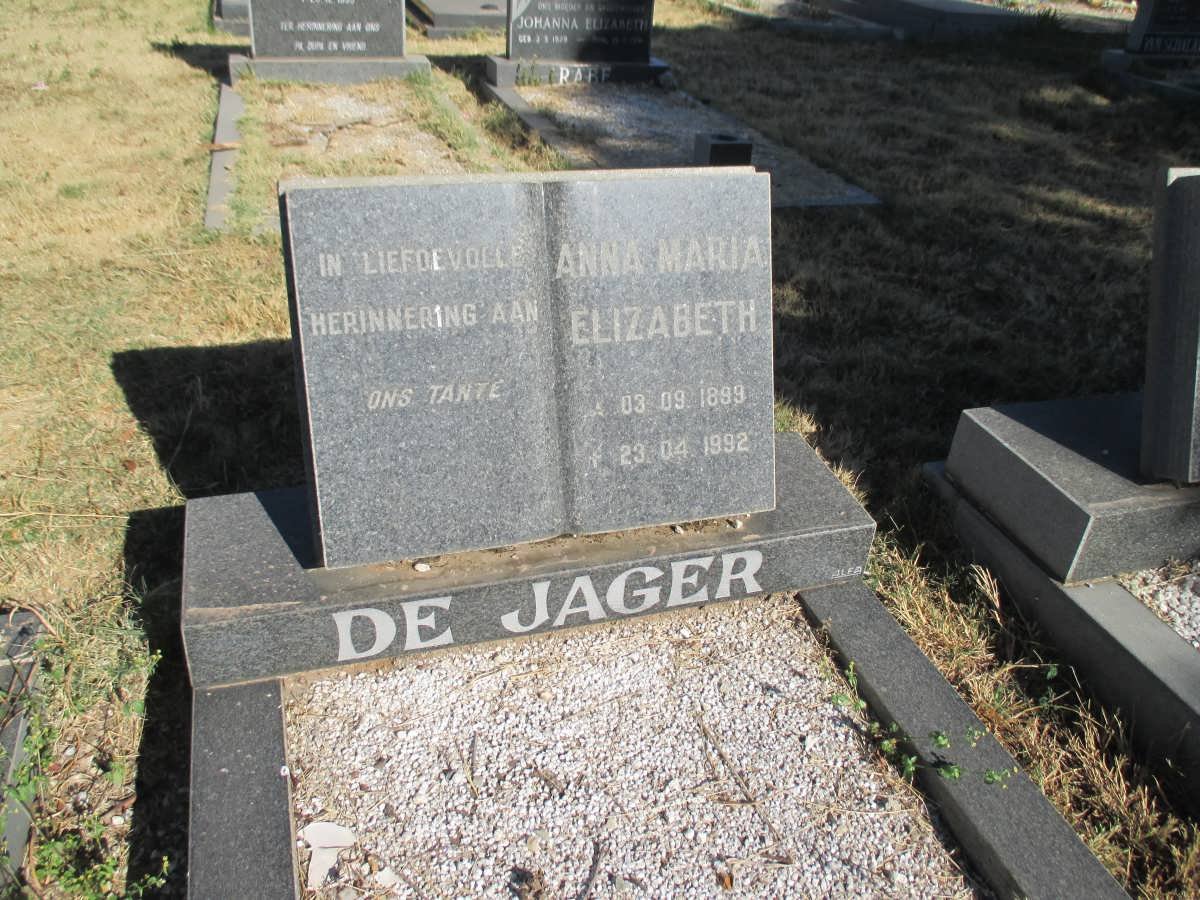 JAGER Anna Maria Elizabeth, de 1899-1992
