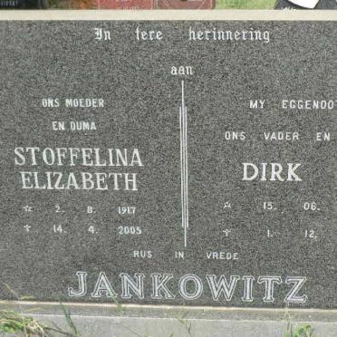 JANKOWITZ Dirk C. 1913-1982 &amp; Stoffelina Elizabeth 1917-2005