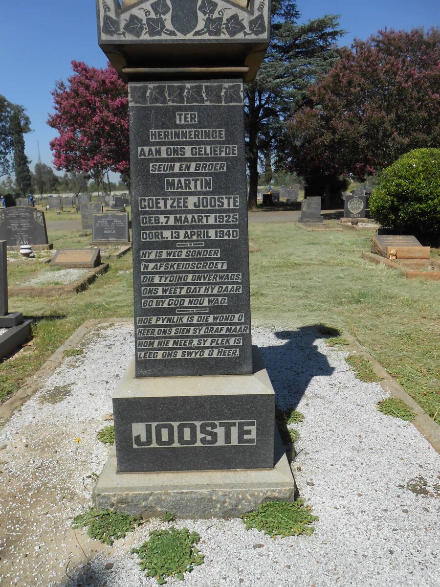 JOOSTE Martin Coetzee 1925-1940