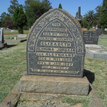 JORDAAN Elizabeth Hermina nee Kleynhans 1865-1927