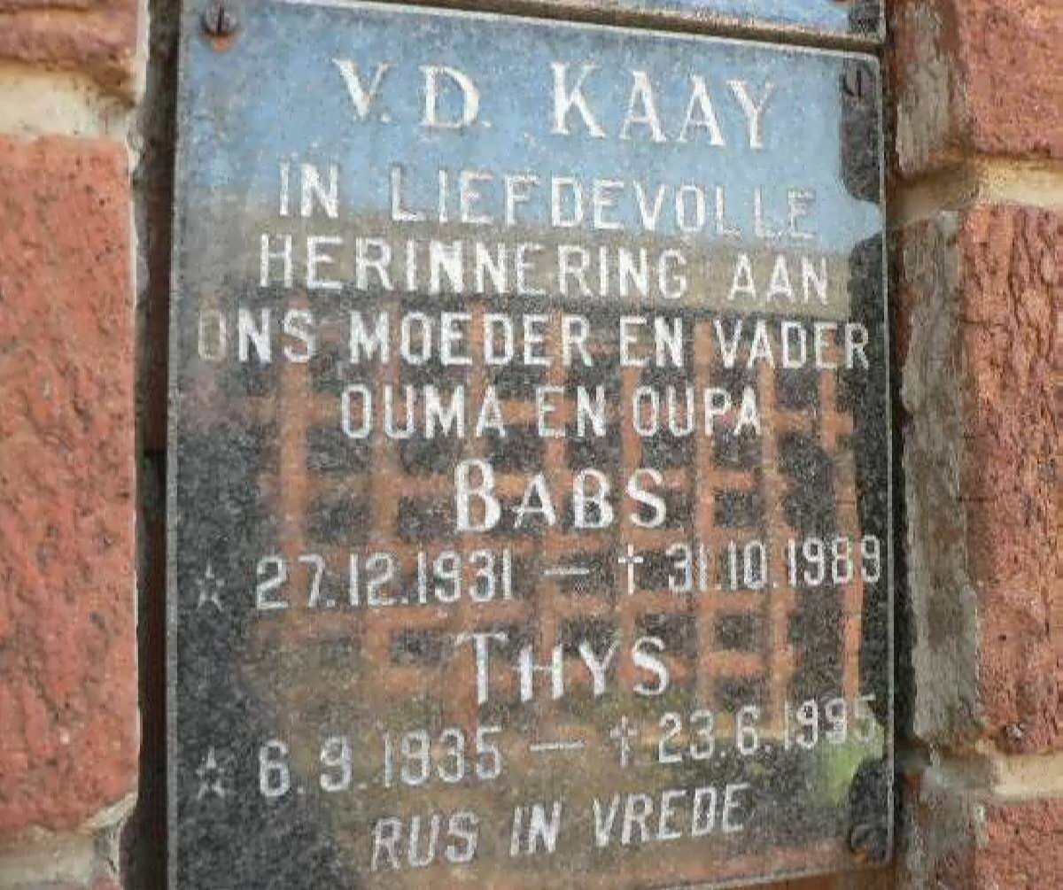 KAAY Thys, v.d. 1935-1995 &amp; Babs 1931-1989