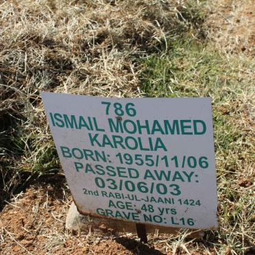 KAROLIA Ismail Mohamed 1955-2003