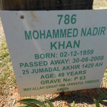 KHAN Mohammed NADIR 1959-2008