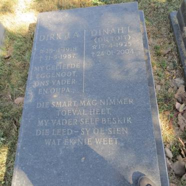 KOTZE Dirk J.A. 1918-1987 &amp; Dinah L. DU TOIT 1925-2004
