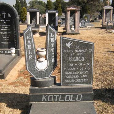 KOTOLO Maele Lettie 1919-2000