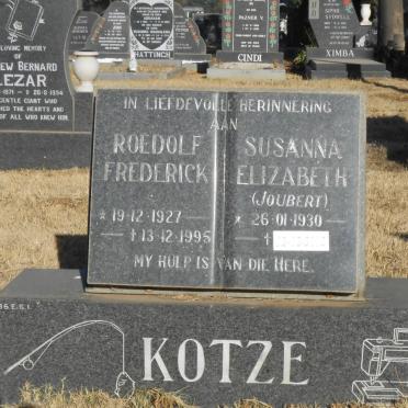 KOTZE Roedolf Frederick 1927-1995 &amp; Susanna Elizabeth JOUBERT 1930-
