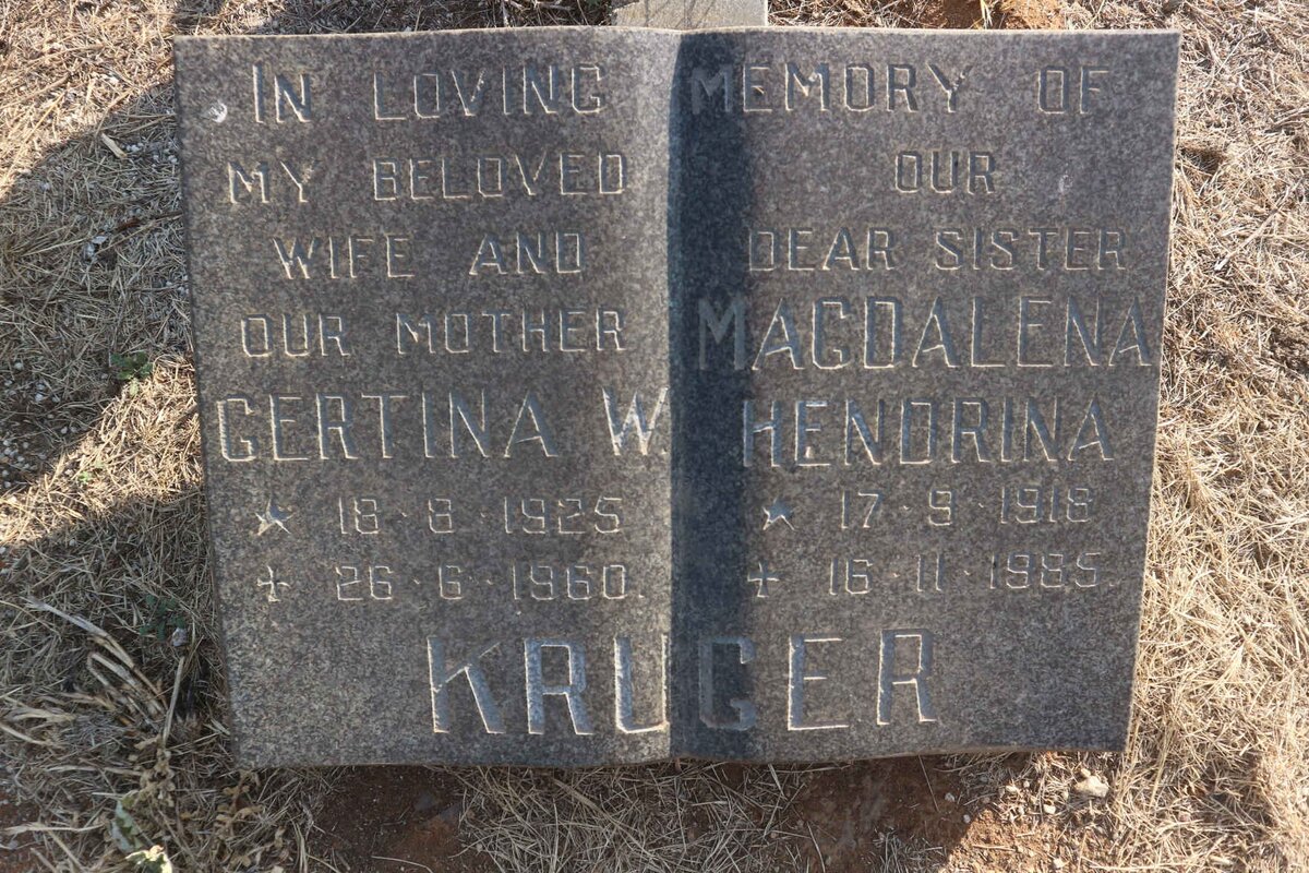 KRUGER Magdalena Hendrina 1918-1985 :: KRUGER Gertina W. 1925-1960