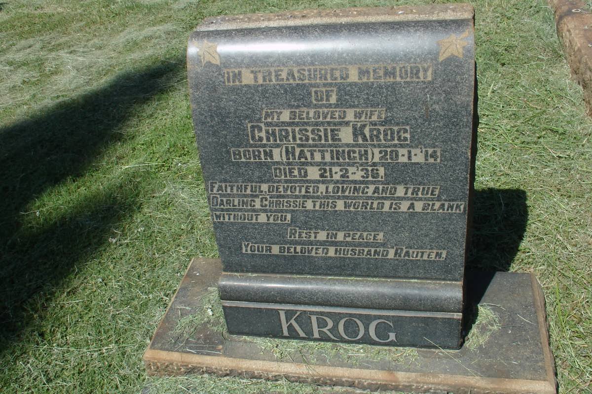 KROG Chrissie nee HATTINGH 1914-1936 :: KROG Magiel Antonie Rautenbach 1914-1960