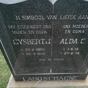 LABUSCHAGNE Gysbert J. 1905-1970 &amp; Alda C. 1914-1976