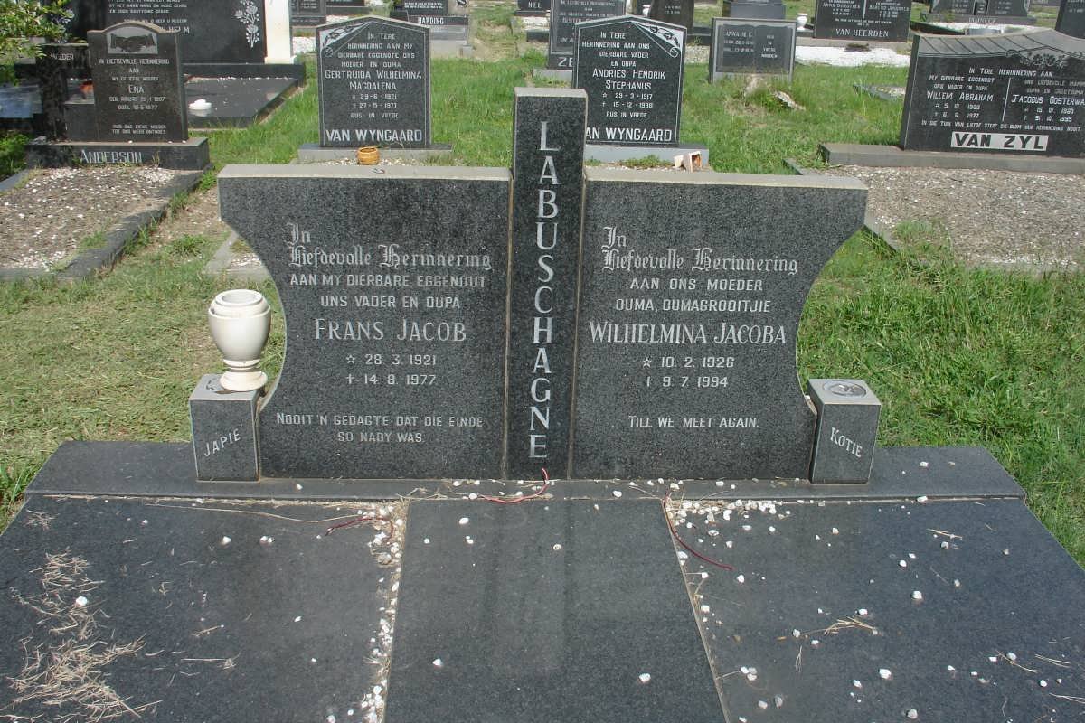 LABUSCHAGNE Frans Jacob 1921-1977 &amp; Wilhelmina Jacoba 1926-1994