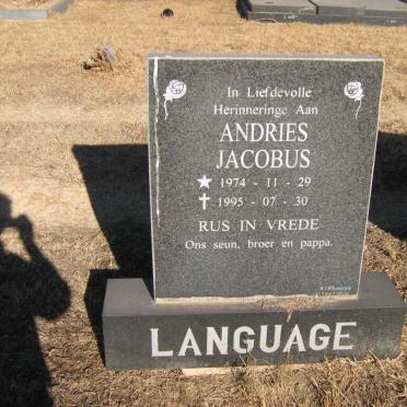 LANGUAGE Andries Jacobus 1974-1995