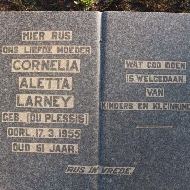 LARNEY Cornelia Aletta nee DU PLESSIS  -1955