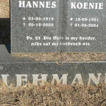 LEHMAN Hannes 1919-2000 &amp; Koenie 1921-2004