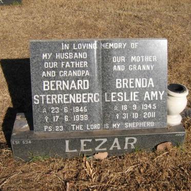 LEZAR Bernard Sterrenberg 1945-1998 &amp; Brenda Leslie Amy 1945-2011