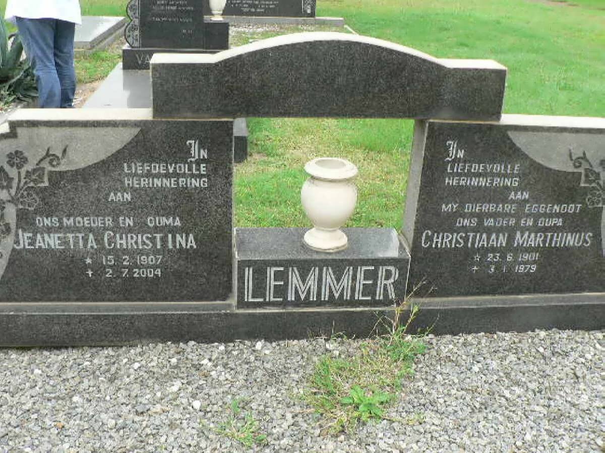 LEMMER Christiaan Marthinus 1901-1979 &amp; Jeanetta Christina 1907-2004