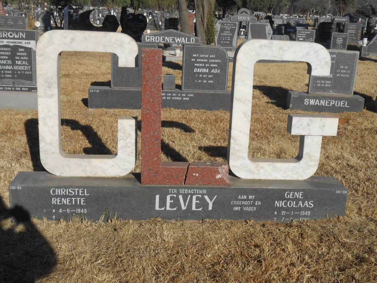 LEVEY Gene Nicolaas 1949-1990 &amp; Christel Renette 1945-