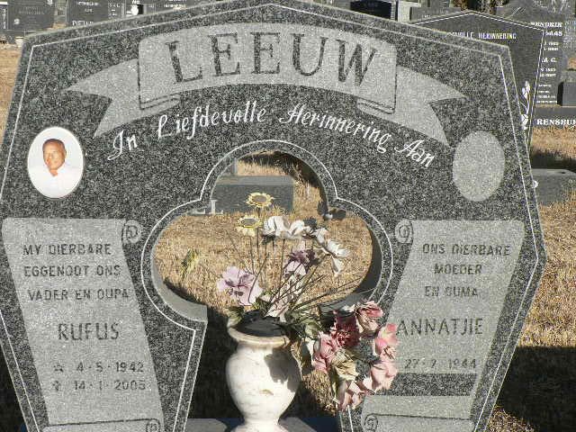 LEEUW Rufus 1942-2005 &amp; Annatjie 1944-