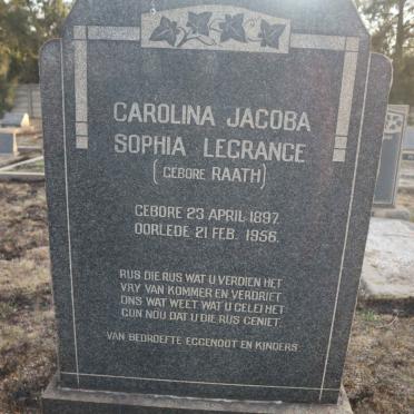 LEGRANGE Carolina Jacoba Sophia nee RAATH 1897-1956