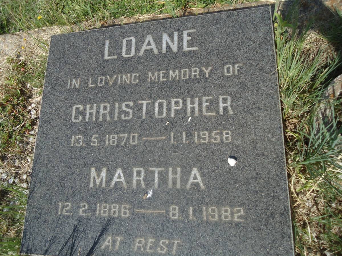 LOANE Christopher 1870-1958 &amp; Martha 1886-1982