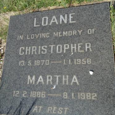 LOANE Christopher 1870-1958 &amp; Martha 1886-1982