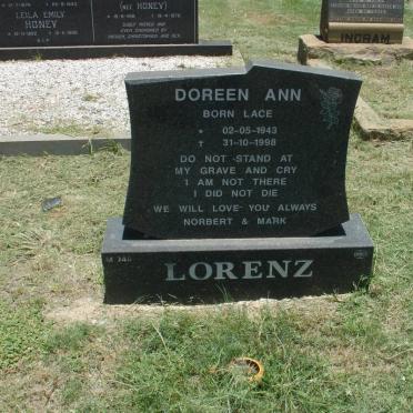 LORENZ Doreen Ann nee LACE 1943-1998