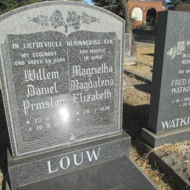 LOUW Willem Daniel Prinsloo 19??-1981 &amp; Magrietha Magdalena Elizabeth 1936-