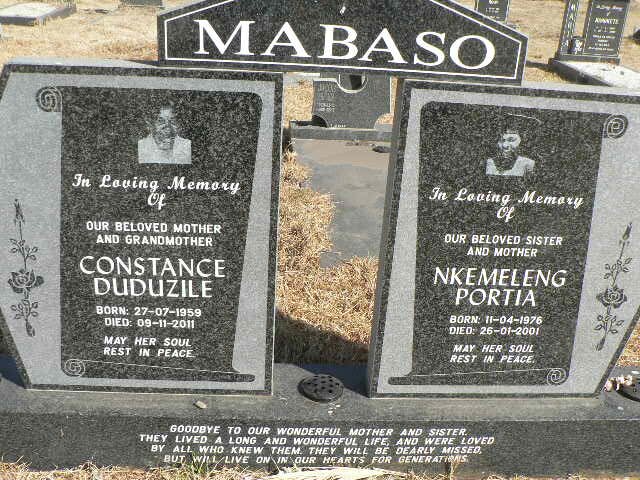 MABASO Constance Duduzile 1959-2011 :: MABASO Nkemeleng Portia 1978-2001