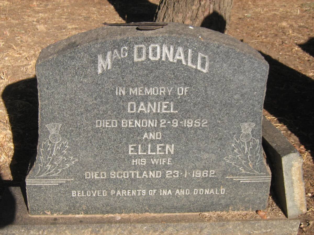 MacDONALD Daniel -1952 &amp; Ellen -1962