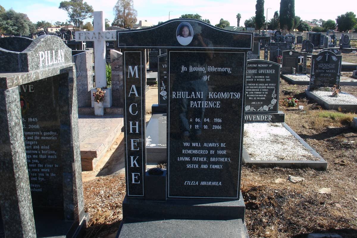MACHEKE Rhulani Kgomoso Patience 1986-2006