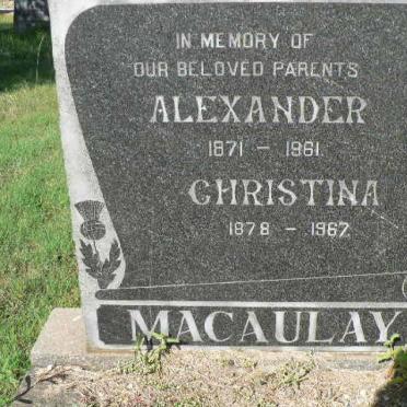 MACAULAY Alexander 1871-1961 &amp; Christina 1878-1967