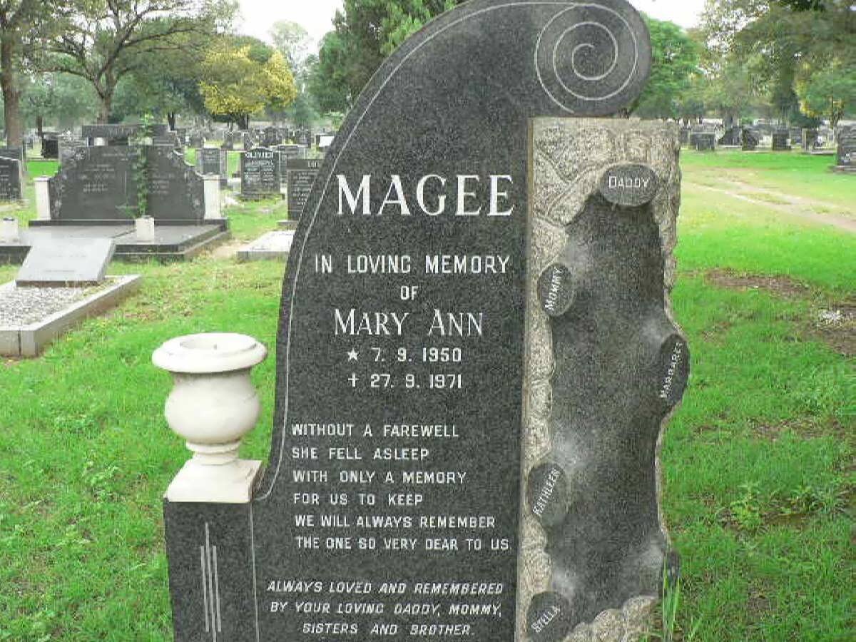 MAGEE Mary Ann 1950-1971