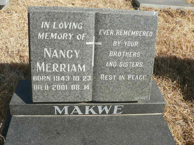 MAKWE Nancy Merriam 1943-2001