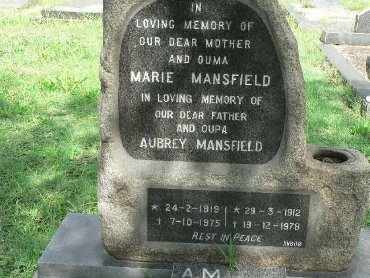 MANSFIELD Aubrey 1912-1978 &amp; Marie 1919-1975