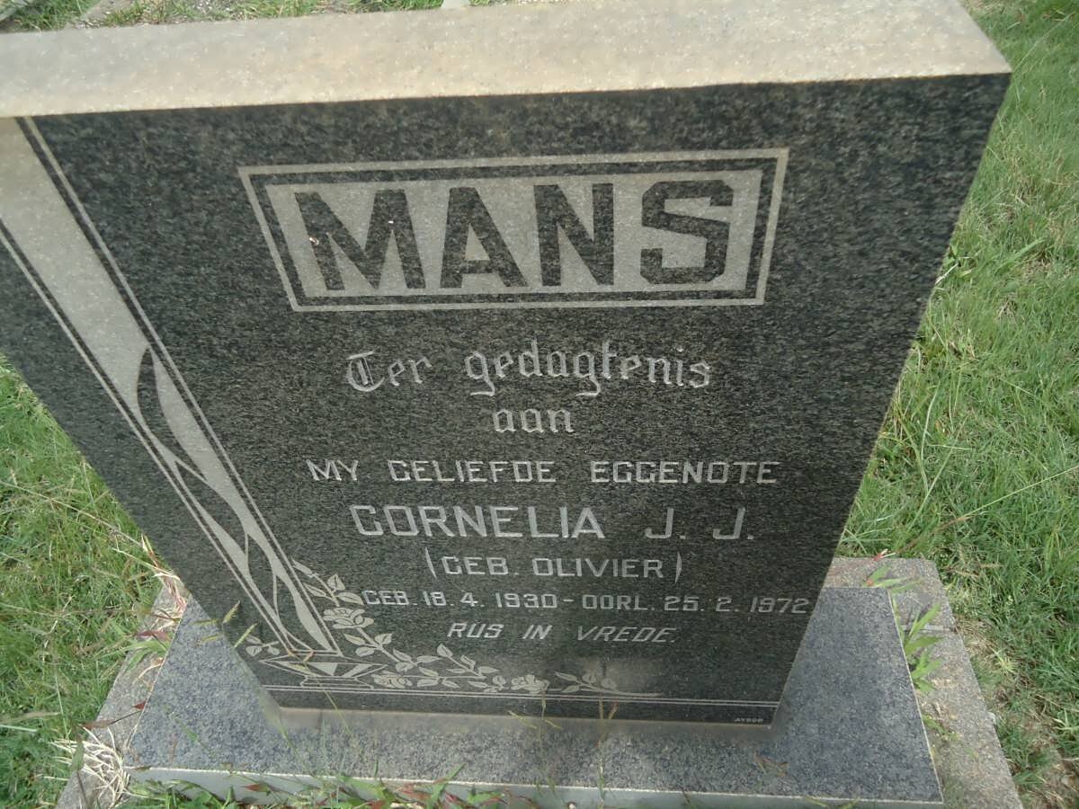 MANS Cornelia J.J. nee OLIVIER 1930-1972
