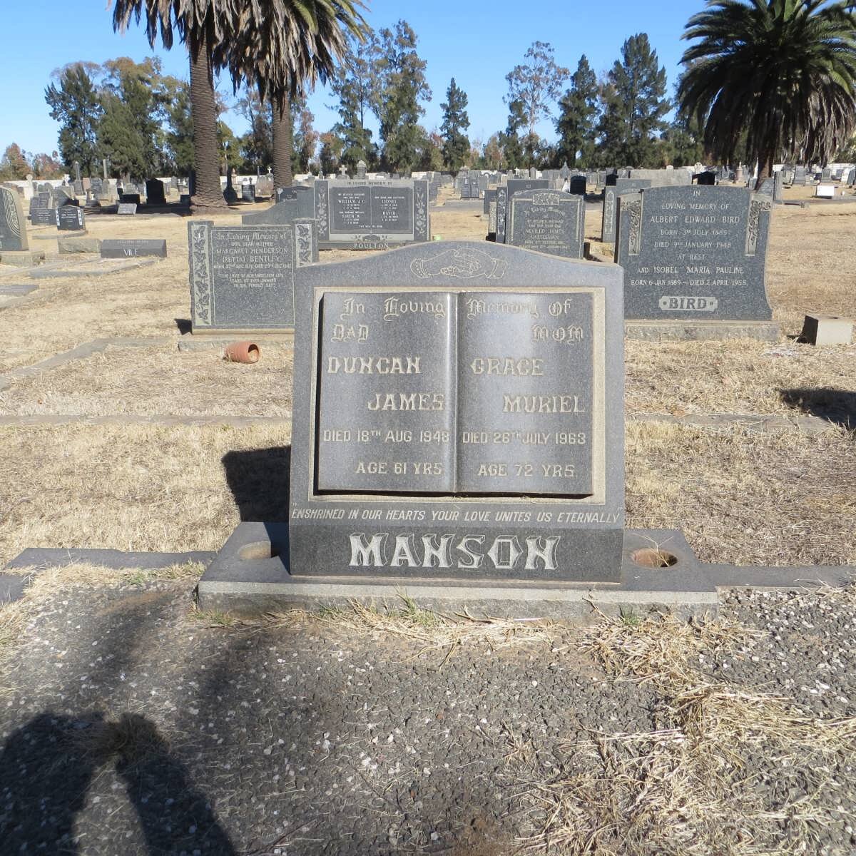 MANSON Duncan James -1948 &amp; Grace Muriel -1963