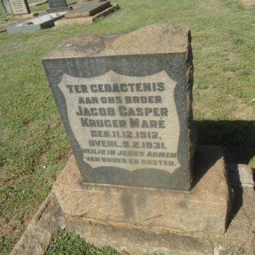 MARÉ Jacob Casper Kruger 1912-1931