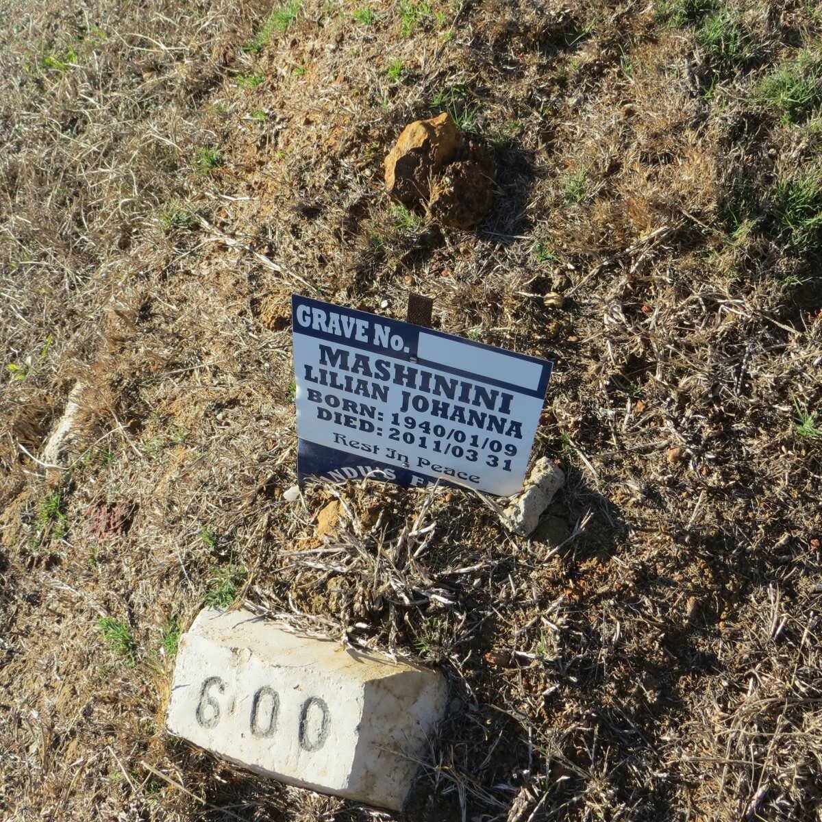 MASHININI Lilian Johanna 1940-2011