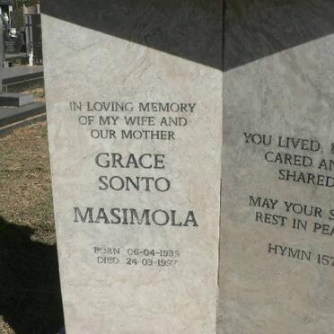 MASIMOLA Grace Sonto 1935-1997