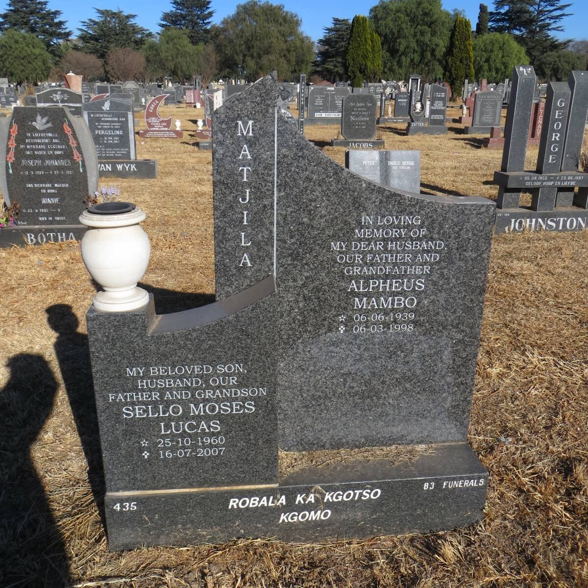 MATJILA Alpheus Mambo 1939-1998 :: Selo Moses Lucas 1960-2007