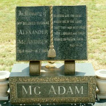 MCADAM Alexander McAndrew  1902-1965