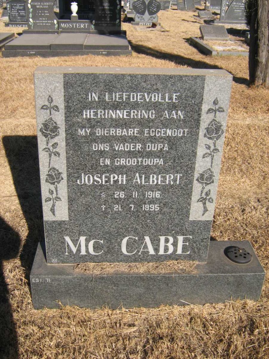 MCCABE Joseph Albert 1916-1995