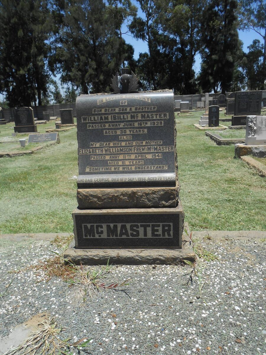 McMASTER Elizabeth Williamson nee FREW -1941 :: McMASTER William -1938