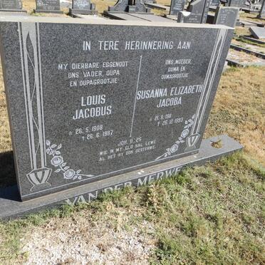 MERWE Louis Jacobus, van der 1908-1987 &amp; Susanna Elizabeth Jacoba 1911-1999