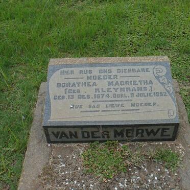 MERWE Dorathea Magrietha, van der geb KLEYNHANS 1874-1952
