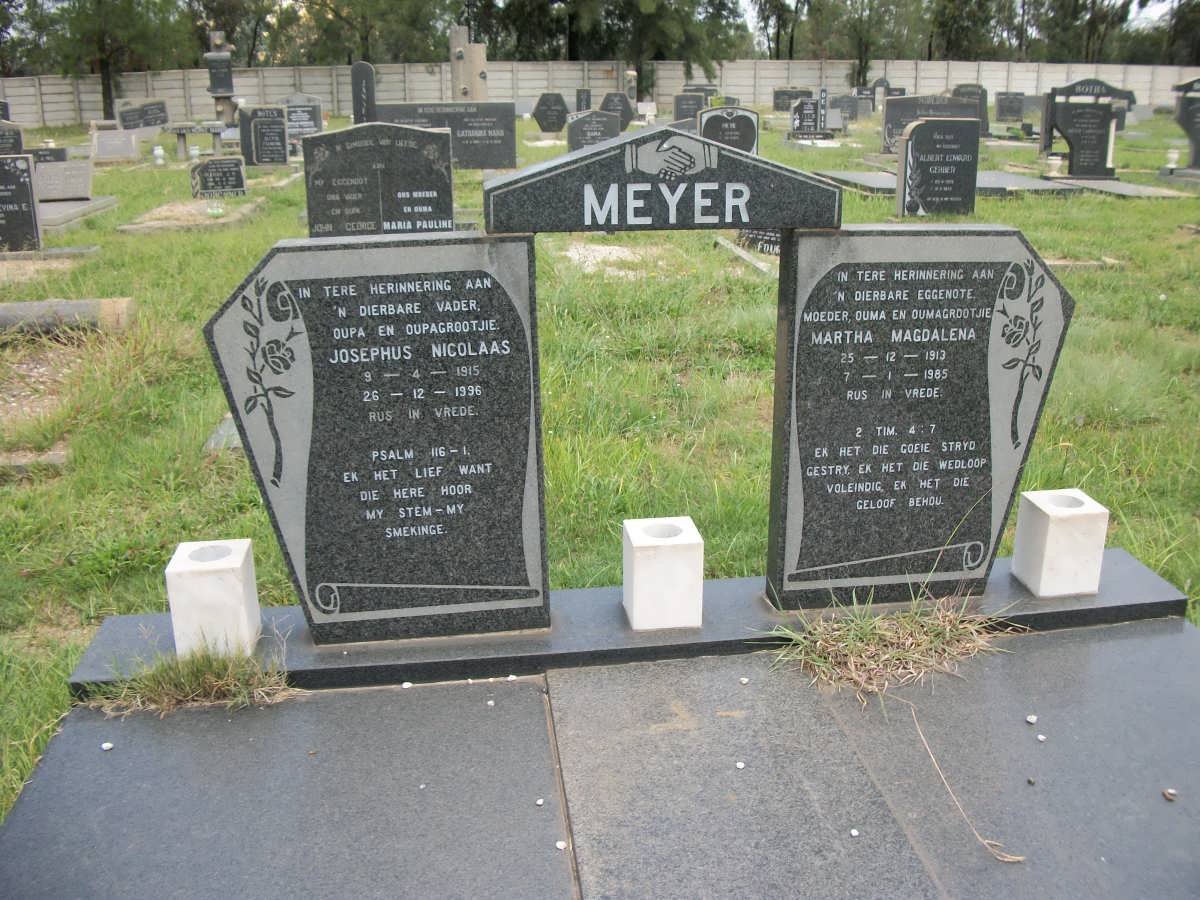 MEYER Josephus Nicolaas 1915-1996 &amp; Martha Magdalena 1913-1985
