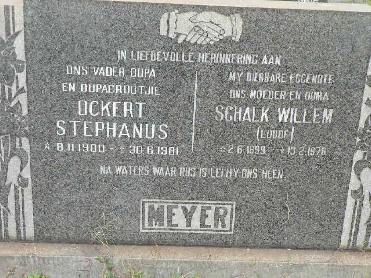 MEYER Ockert Stephanus 1900-1981 &amp; Schalk Willem LUBBE 1899-1976